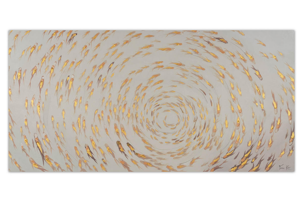 ÖLGEMÄLDE 140/70 cm - Beige/Goldfarben, Holz/Textil (140/70cm) - KUNSTLOFT