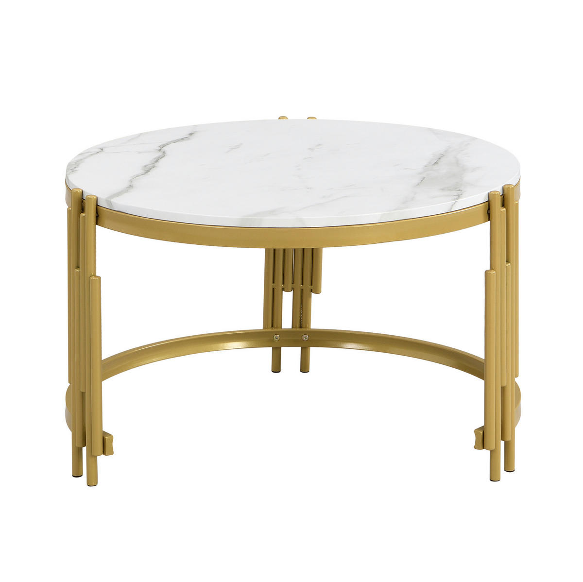 COUCHTISCH 71.5/51.5 cm aus MDF und Metall in Antique Brass/Weiß mit nestbarem Design - Messingfarben, Holzwerkstoff (71.5/71.5/44cm) - OKMYHOME