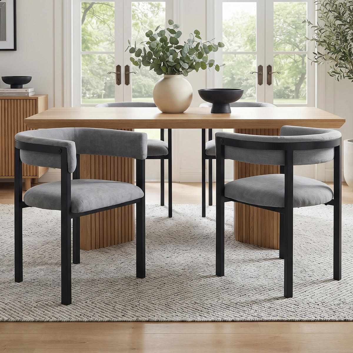 ESSZIMMERSTÜHLE 2er-Set Chenille Rückenlehne Grau - Grau, Textil (61/76/50cm) - FLIEKS
