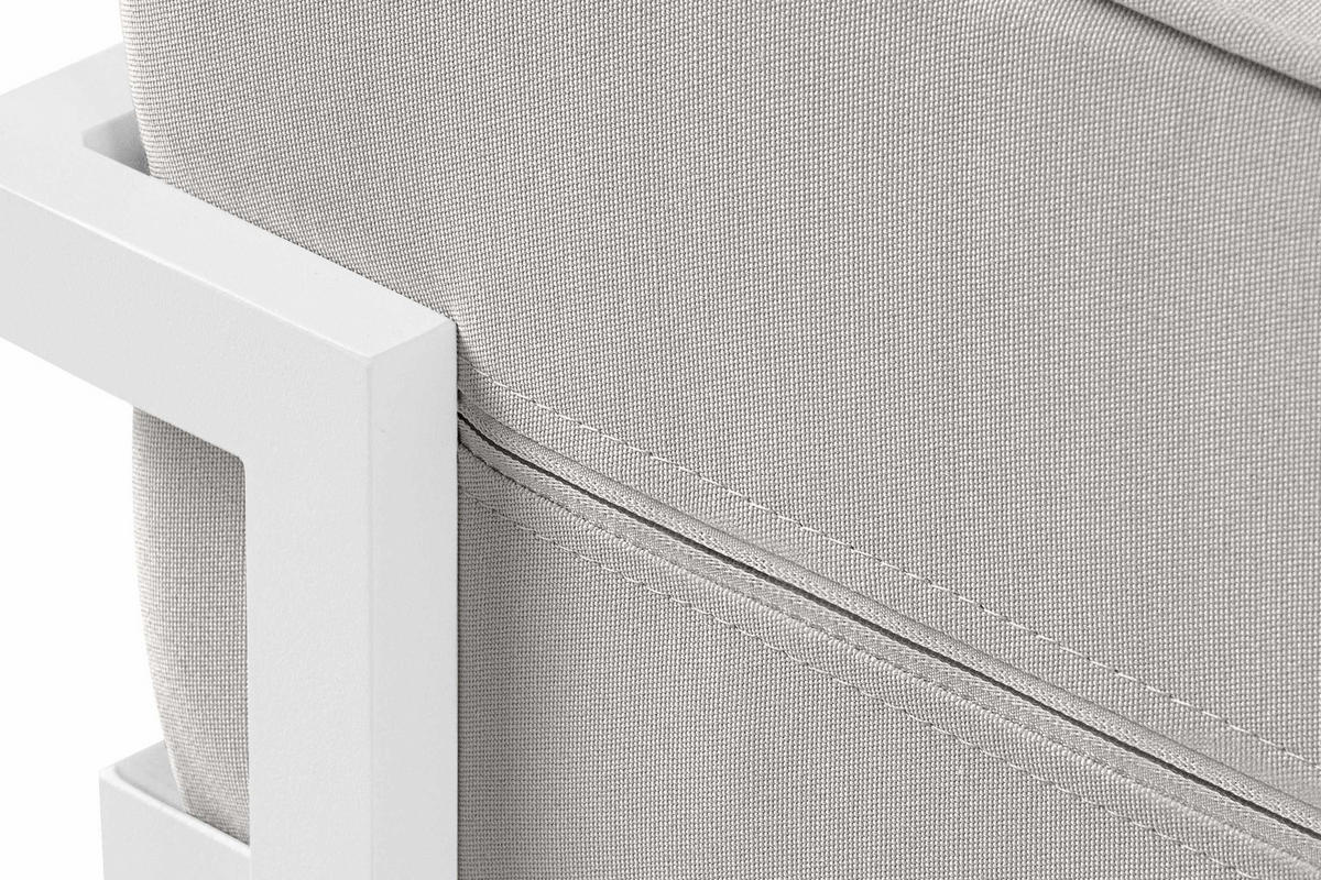GARTENLOUNGE-HOCKER TRIGLO auf Metallfüßen, Modern, Weiß/Hellgrau - Hellgrau/Weiß, Textil/Metall (69/44/54cm) - KONSIMO®
