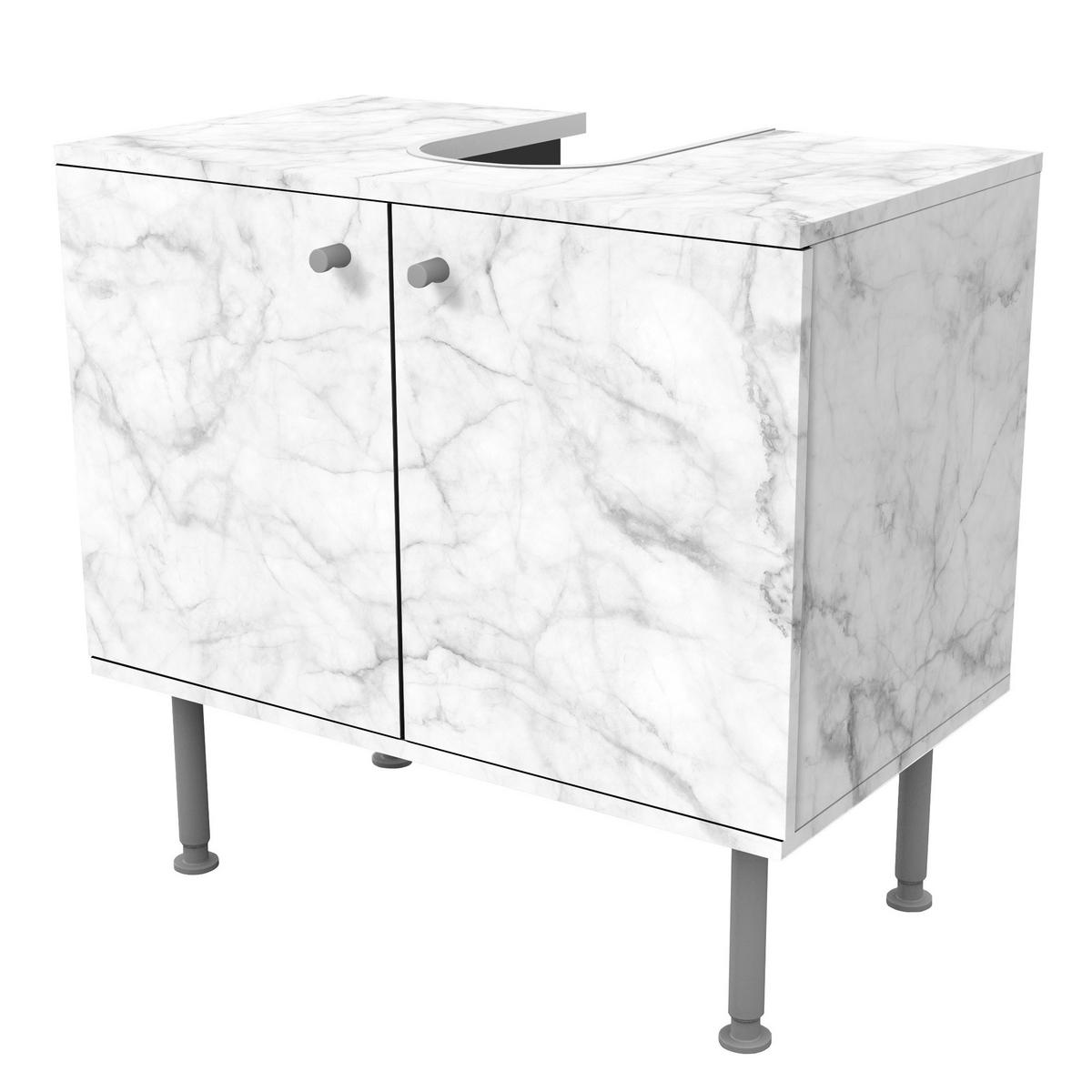 WASCHBECKENUNTERSCHRANK Bianco Carrara 60/55/35 cm - Weiß, Holzwerkstoff (60/55/35cm) - Bilderwelten
