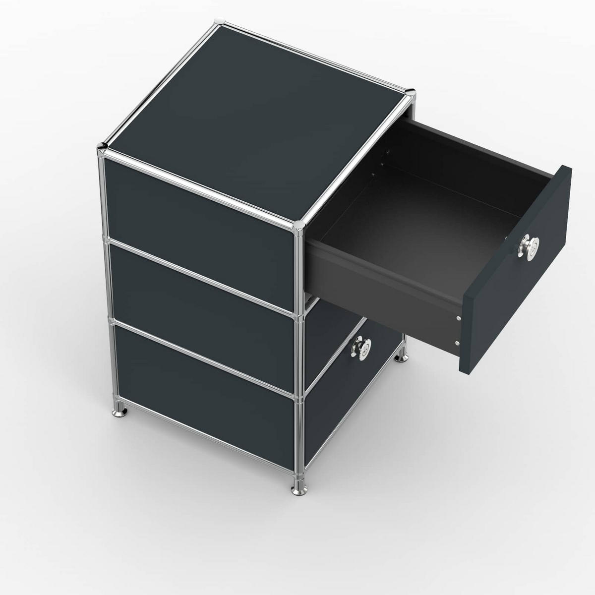 BÜRO-STANDCONTAINER, Metall, 40cm, 3 Schubladen, Anthrazitgrau - Chromfarben/Silberfarben, Metall (40/64.6/39.7cm) - Versee