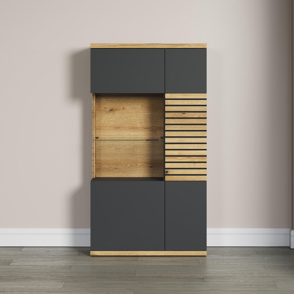 HIGHBOARD Norris Anthrazit - Anthrazit, Holzwerkstoff (80/146/37cm) - Trendteam