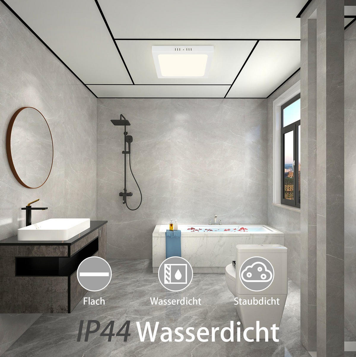 LED-DECKENLEUCHTE Heracles 23/23/4cm - Weiß, Kunststoff (23/23/4cm) - ZMH