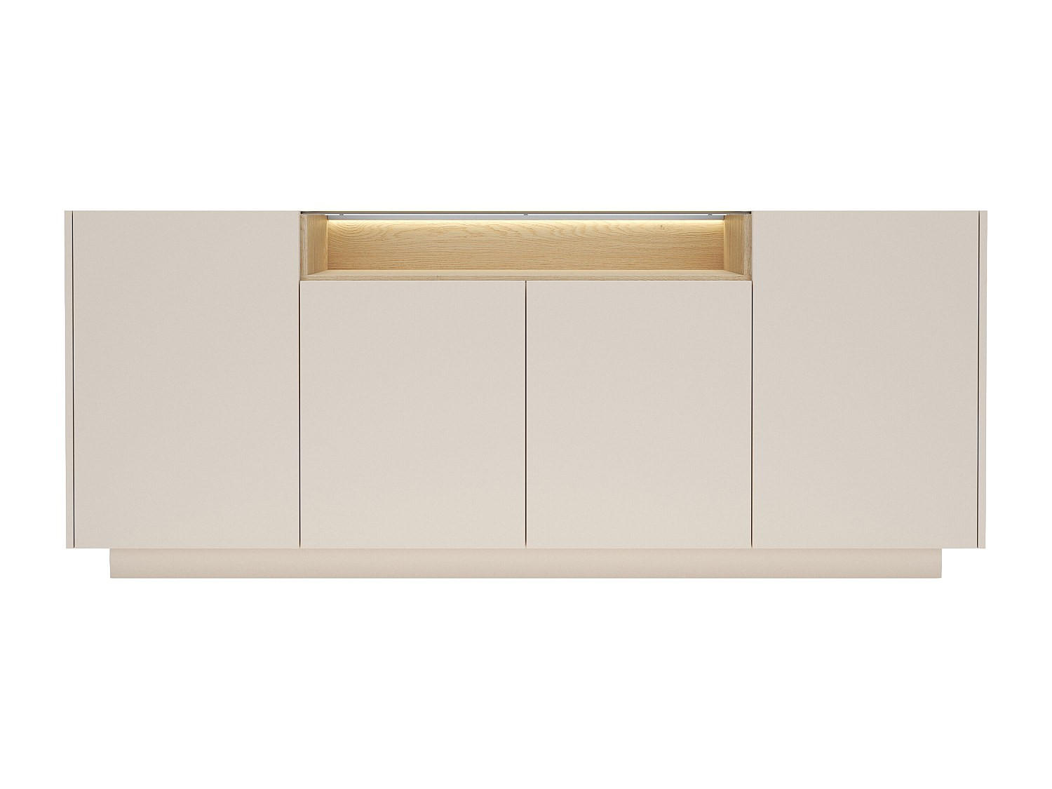 SIDEBOARD - 203 cm x 39.5 cm - glas - beige, naturfarben hell Alivento - Beige/Naturfarben, Glas/Holz (203/83/39.5cm) - Vente-Unique