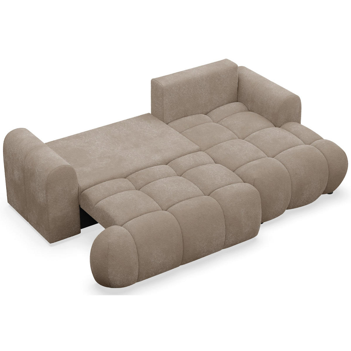 ECKSOFA Ombo Mini, Dunkelbeige Bouclé, rechtsseitig - Schwarz/Cappuccino, Kunststoff/Textil (155/246cm) - Selsey