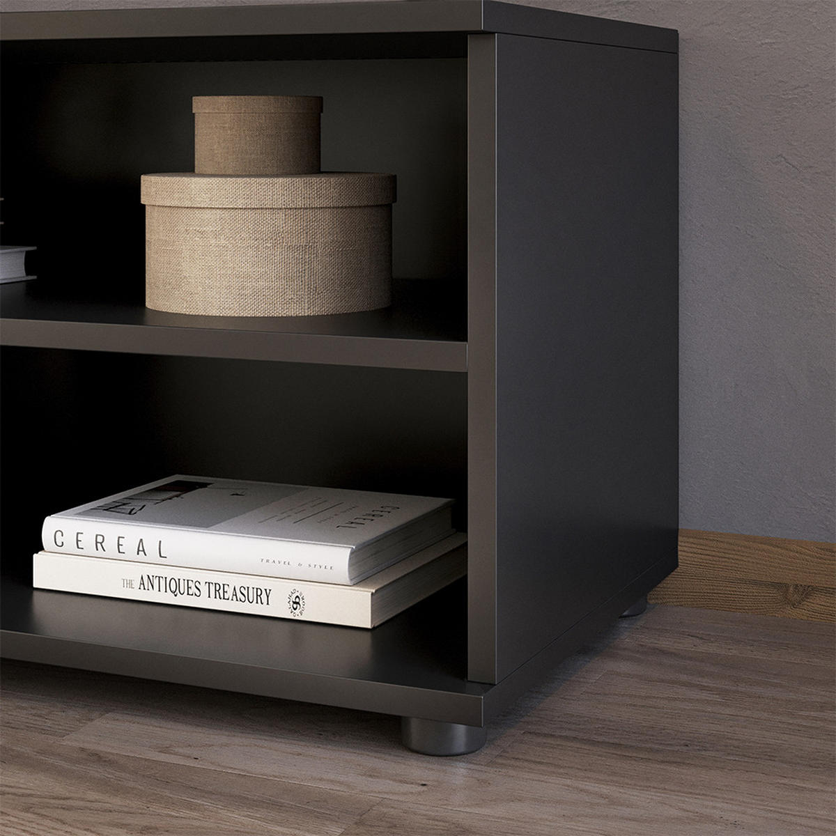 POLICE NA KNIHY Berno Černá - černá, kompozitní dřevo (70.8/38.9/35.3cm) - Vicco