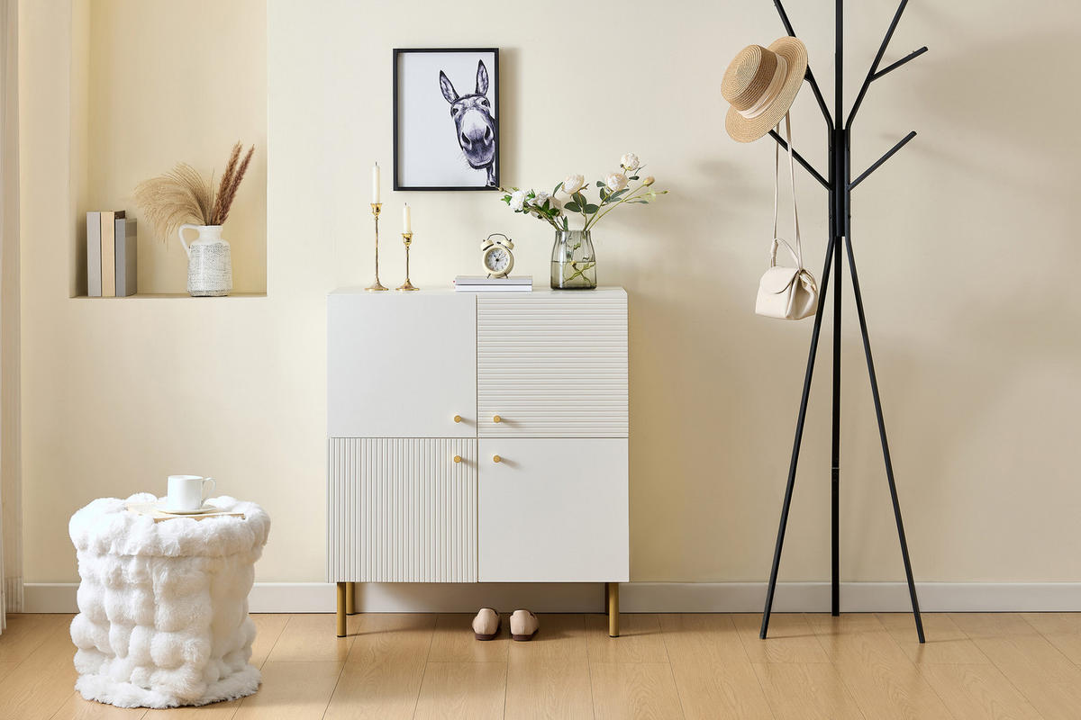SIDEBOARD MDF weiß Metallbeine - Weiß, Holz (80/90/36cm) - Fortuna Lai