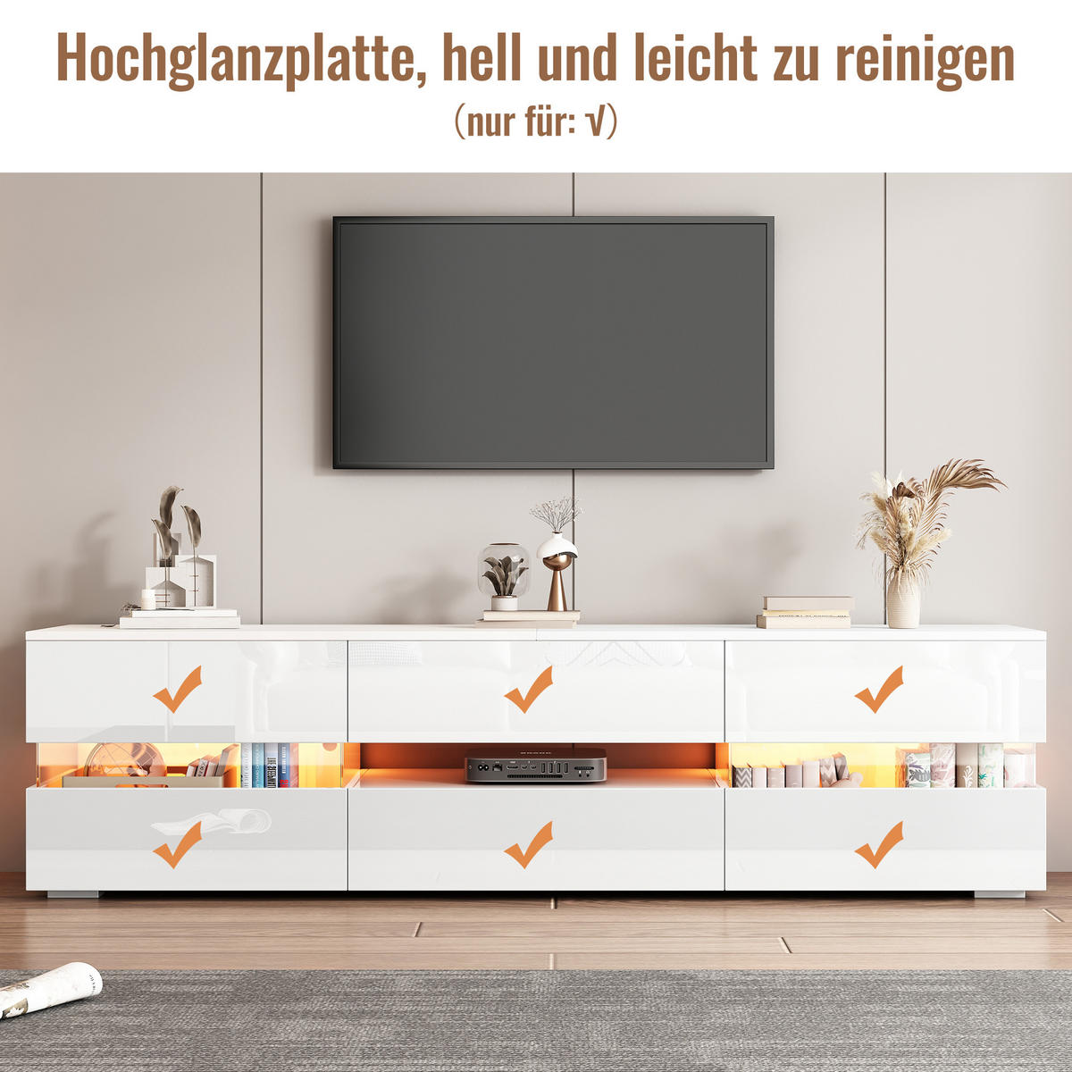TV-MÖBEL Ravenna Weiß 160/39/45 cm - Weiß, Holzwerkstoff (160/45/39cm) - PANGIVO