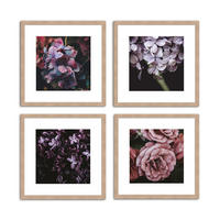 BILDER-SET mit Rahmen 4 x 30x30 cm Blumen rosa lila - Multicolor, Holz (30/30cm) - artissimo