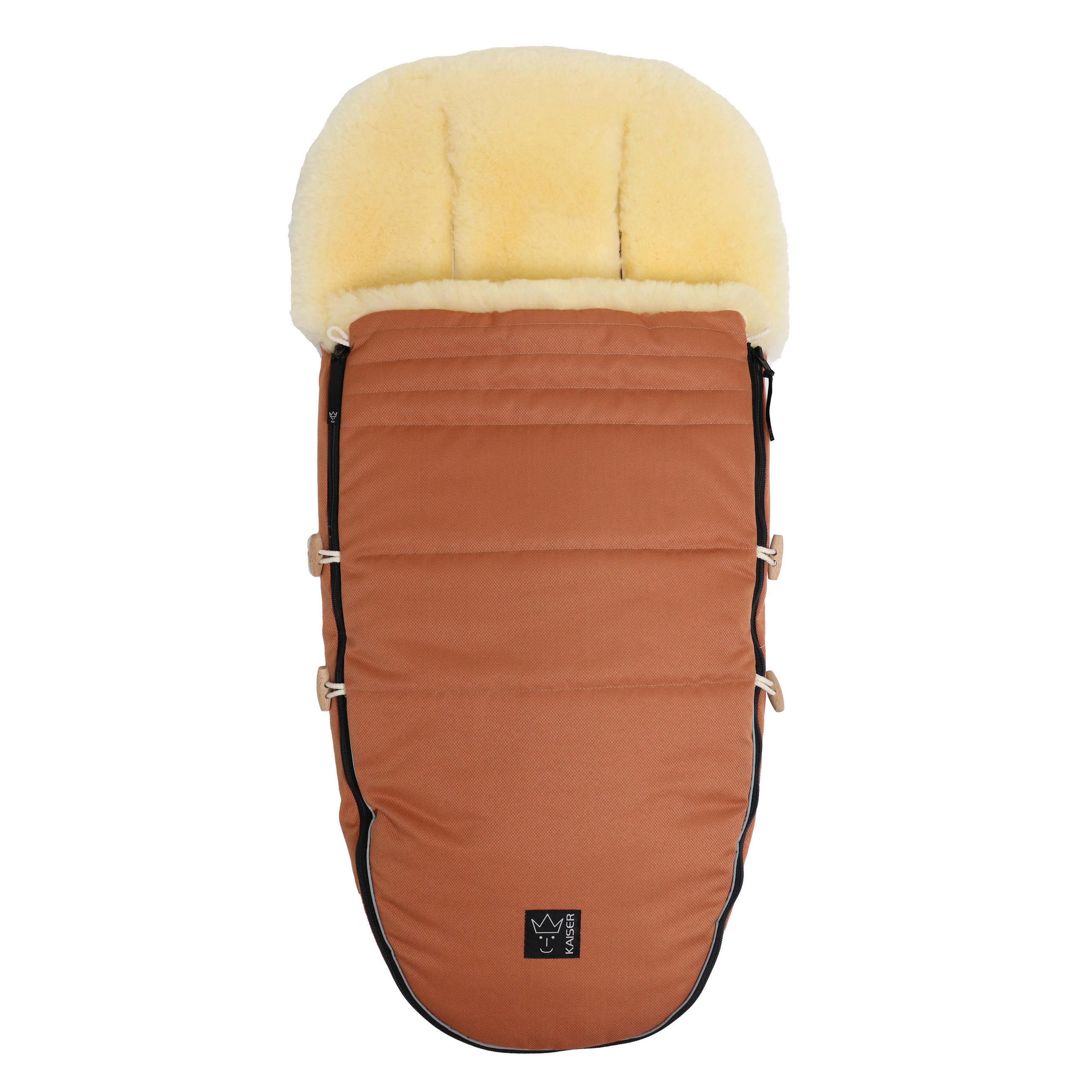 LAMMFELL-FUSSSACK Love the Nature, coral gold - Orange, Fell (44/95cm) - Kaiserbaby