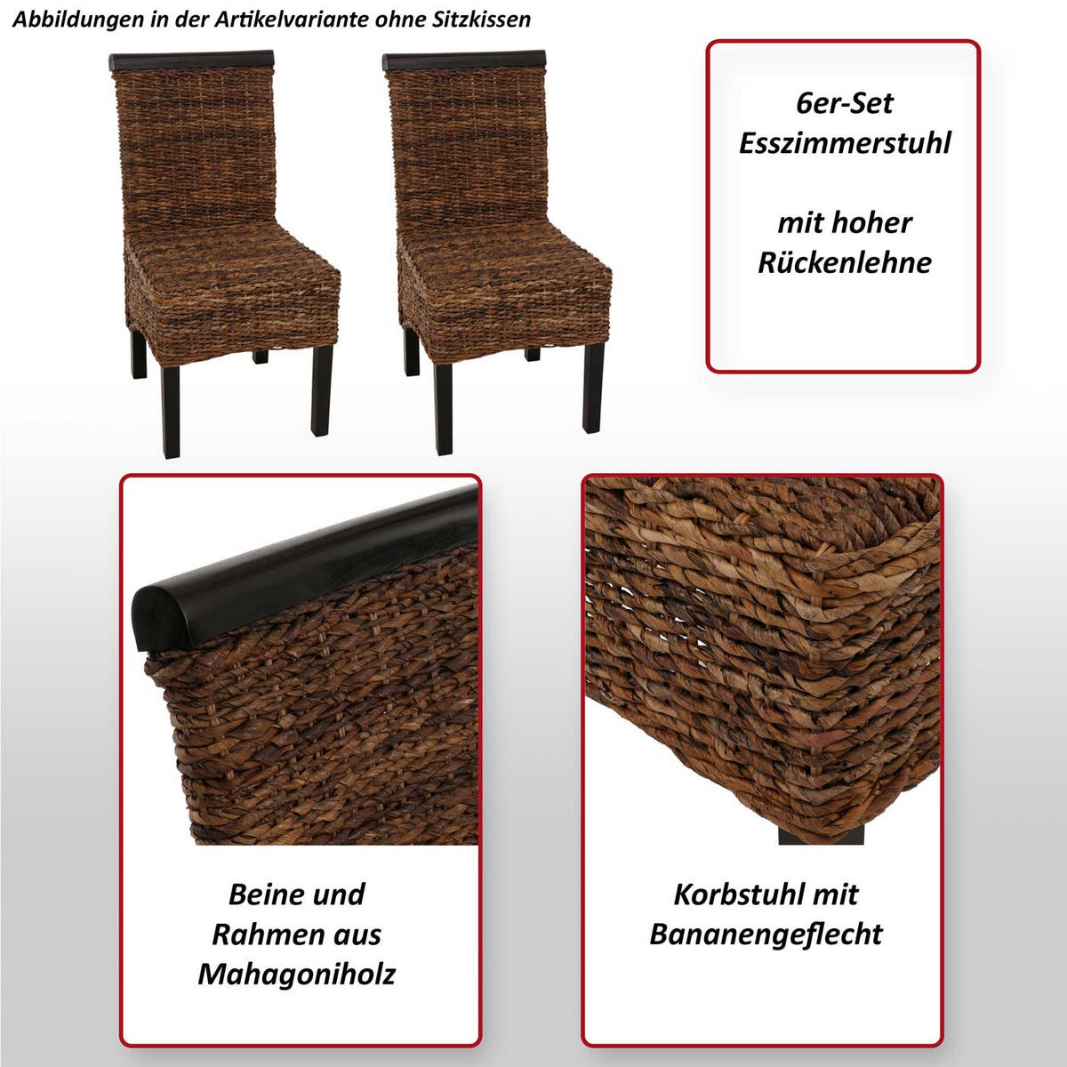 ESSZIMMERSTUHL Braun 6er-Set - Braun, Holz (47/93/43cm) - MCW