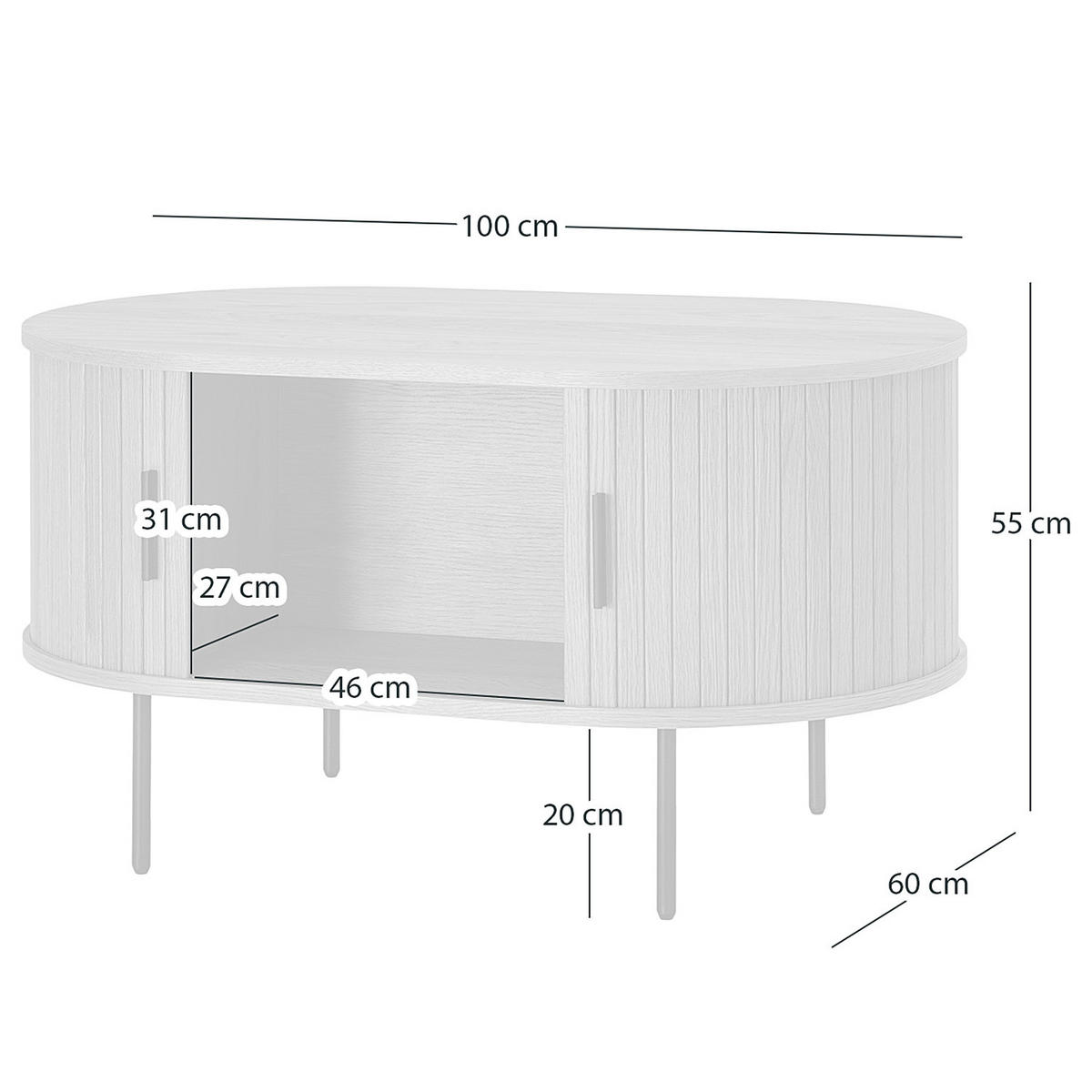 KOMMODE COUCHTISCH - Echtholzfurnier - Eichefarben/Schwarz, Holzwerkstoff/Metall (60/100/55cm) - home24