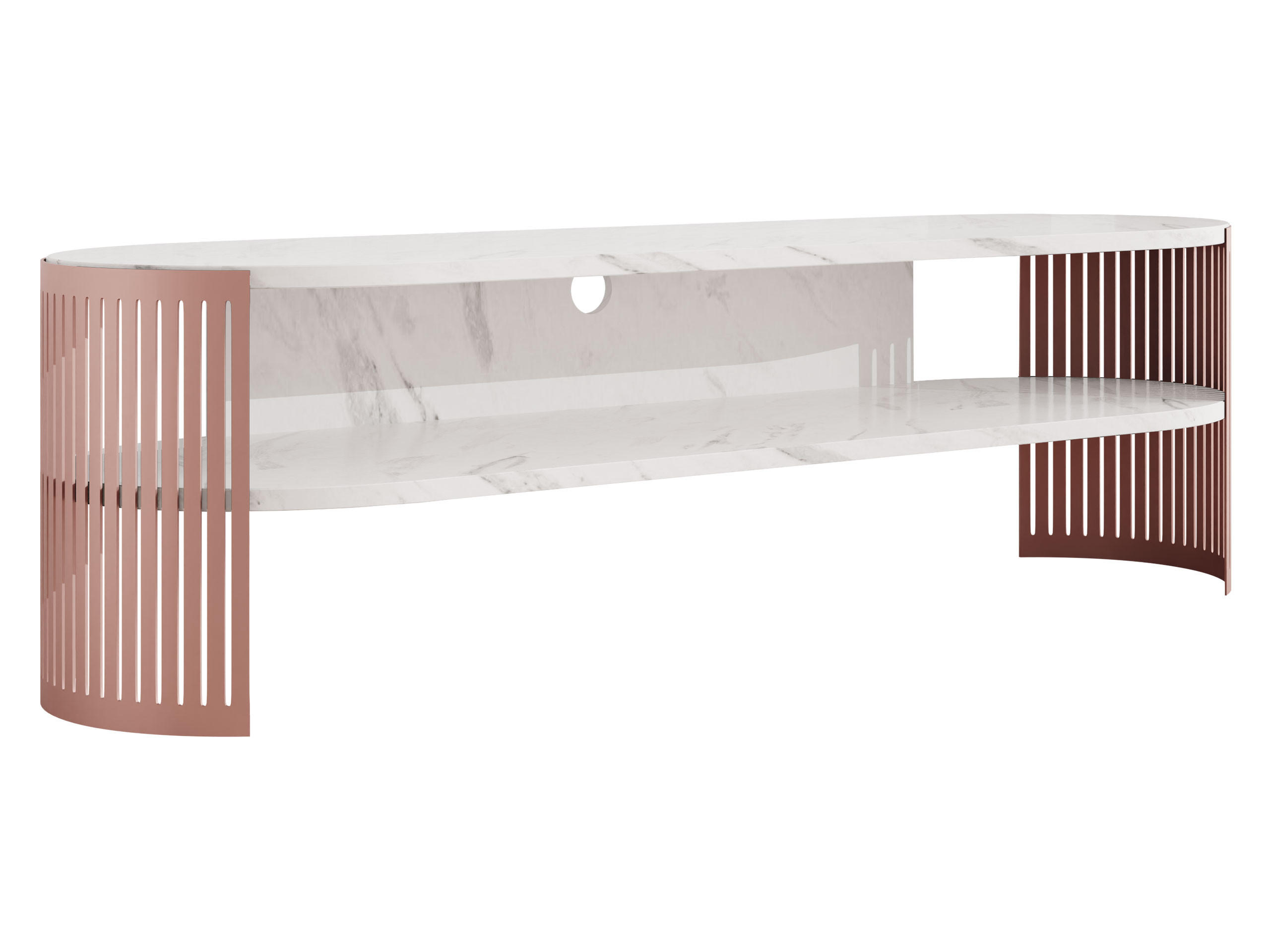 TV-LOWBOARD Fikoli Oval Ember - Messingfarben/Weiß, Holzwerkstoff/Metall (140/40/40cm) - MIRJAN24
