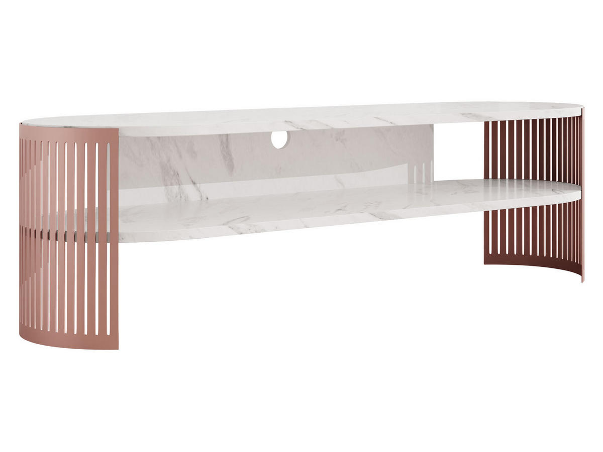 TV-LOWBOARD Fikoli Oval Ember - Messingfarben/Weiß, Holzwerkstoff/Metall (140/40/40cm) - MIRJAN24