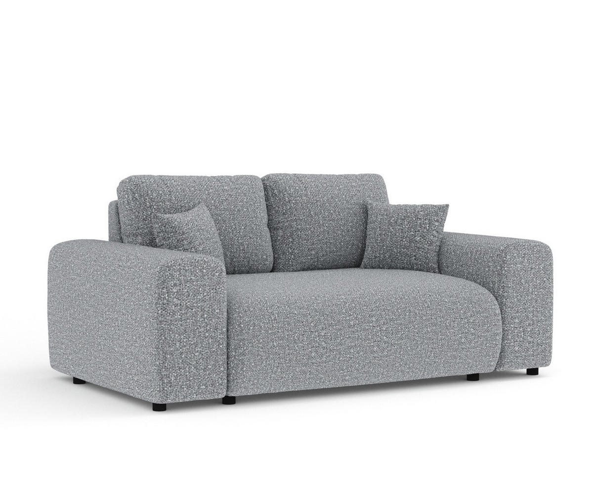 2-SITZER-SOFA Zanzibar Grau Plüschstoff - Schwarz/Grau, Holz/Holzwerkstoff (178/79/108cm) - Maison de Reve