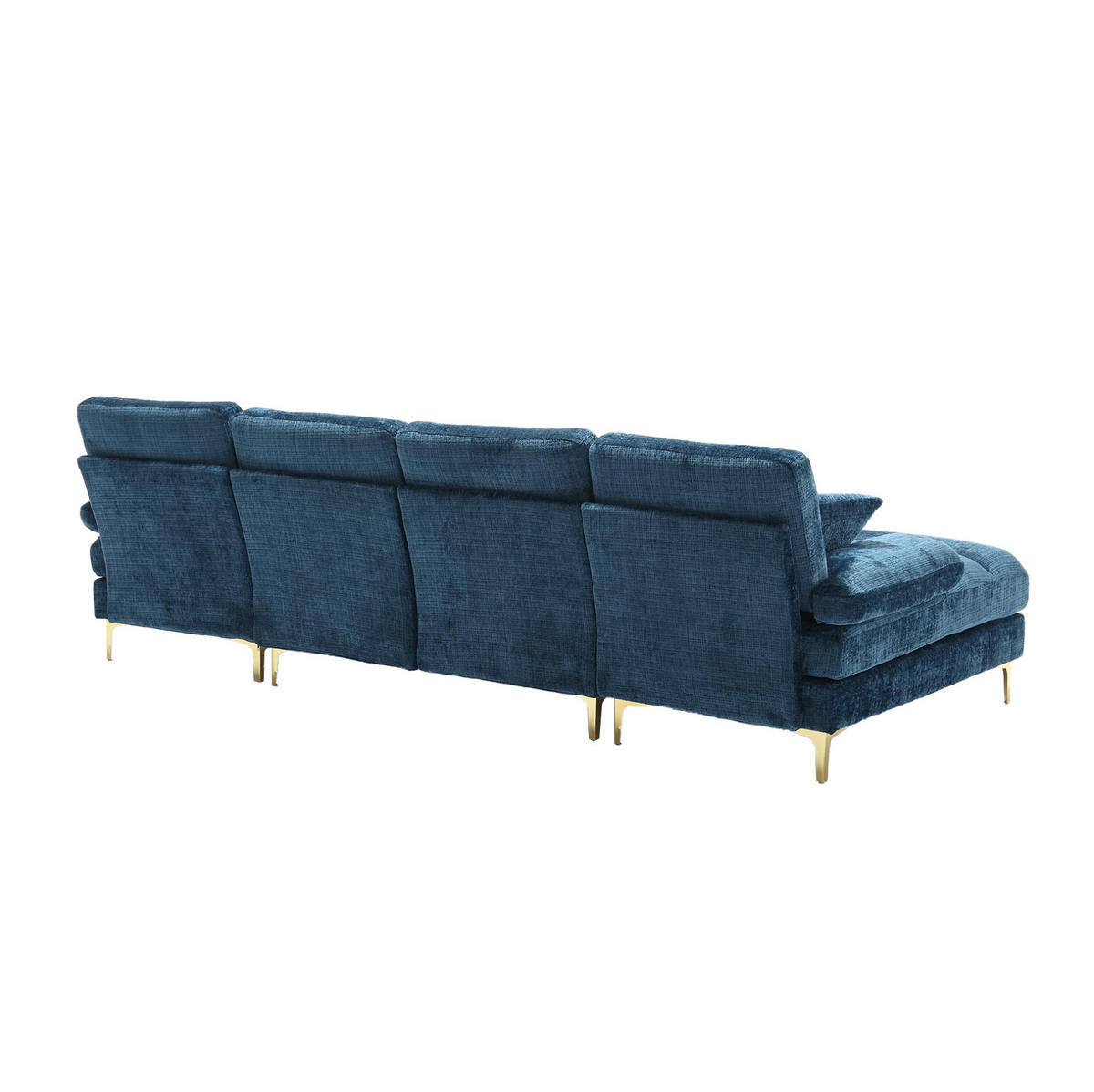 U-FORM Wohnlandschaft Chenille mit 2 Liegeflächen 272/136/88 cm Blau - Blau, Textil/Metall (136/88/272cm) - Redom