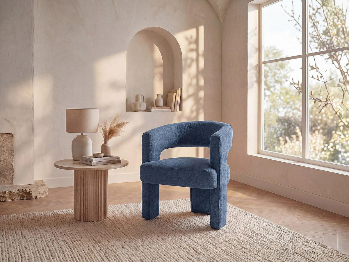SESSEL mit gerader Rückenlehne - 1 Person - Stoff - Blau - - Blau, Textil (66/75/63cm) - Vente-Unique