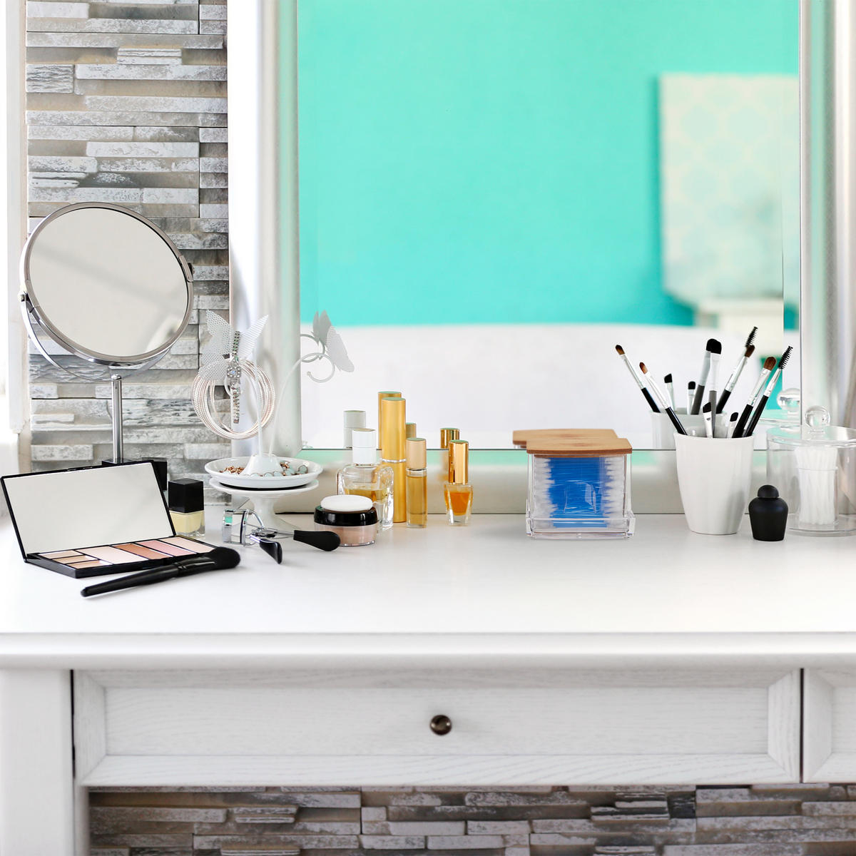 WATTESTÄBCHEN-AUFBEWAHRUNG - Transparent, Holz/Kunststoff (9/7.5/8cm) - Relaxdays