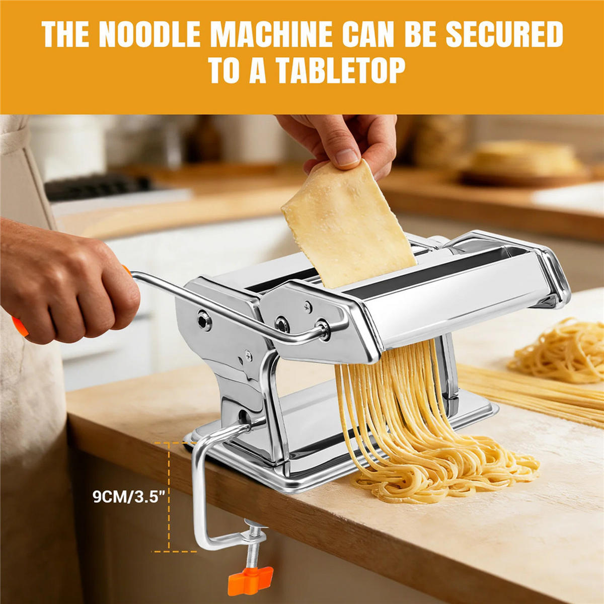 NUDELMASCHINE Edelstahl 9-Stufen Spaghetti Lasagne - Silberfarben, Metall (13/13.5/20cm) - Bextcok