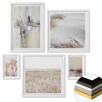 WANDBILDER 5er-Set - 50x50 cm & 20x30 cm & 40x60 cm Weißer Rahmen - Abstrakte Vegetationsmuster - Weiß, Kunststoff (40/60cm) - ArtPrintCave
