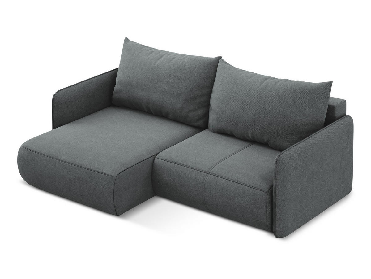 ECKSOFA mit Schlaffunktion Strukturstoff Stoff Grau - Schwarz/Grau, Kunststoff/Textil (148/207cm) - Makamii