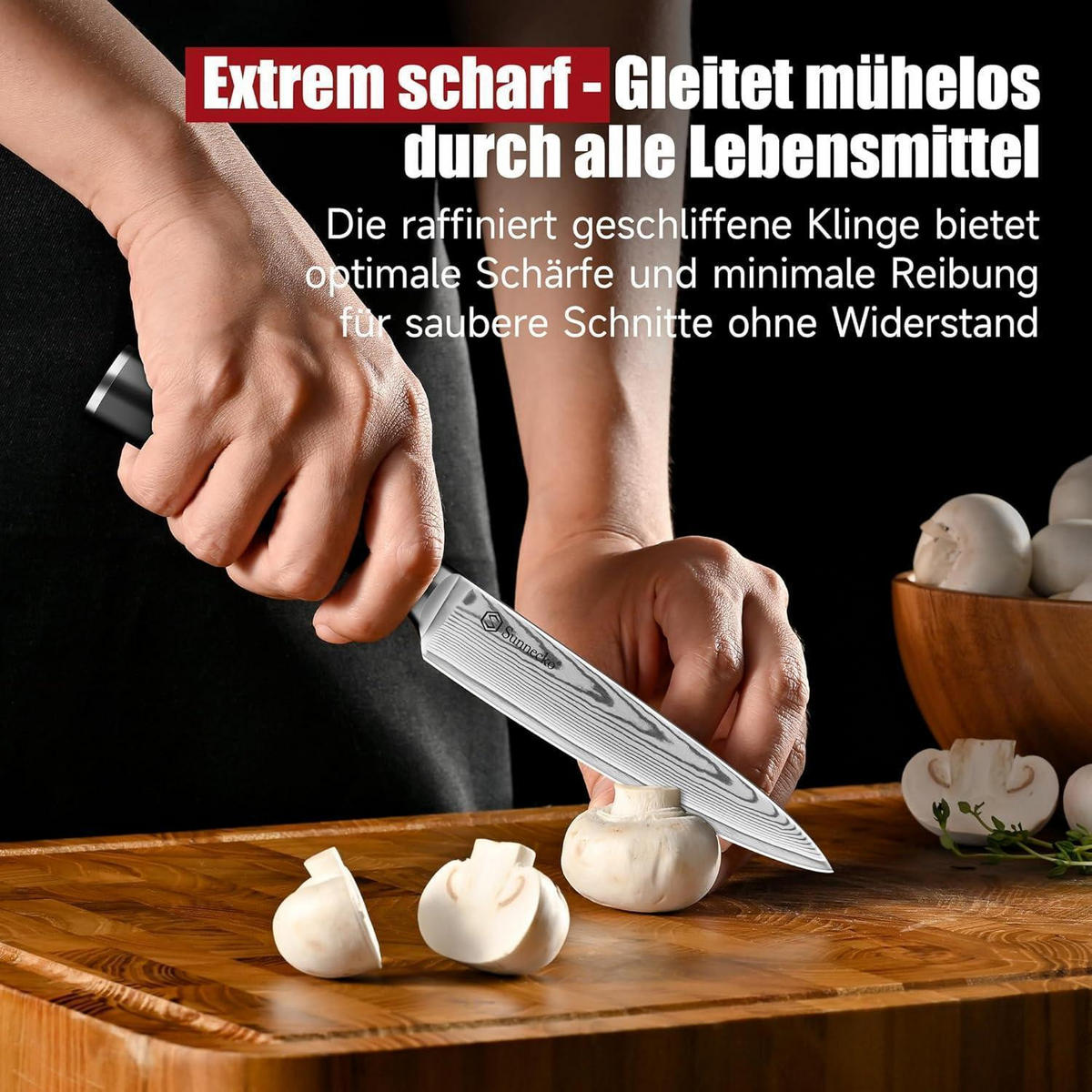 KÜCHENMESSER Damast 13 cm - Silberfarben, Metall (23.3cm)