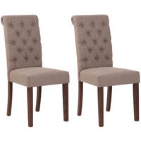 ESSZIMMERSTÜHLE 2er-Set WALES Stoff 98x45x63 cm taupe Holz - Taupe, Holz (45/98/63cm) - DELUKE