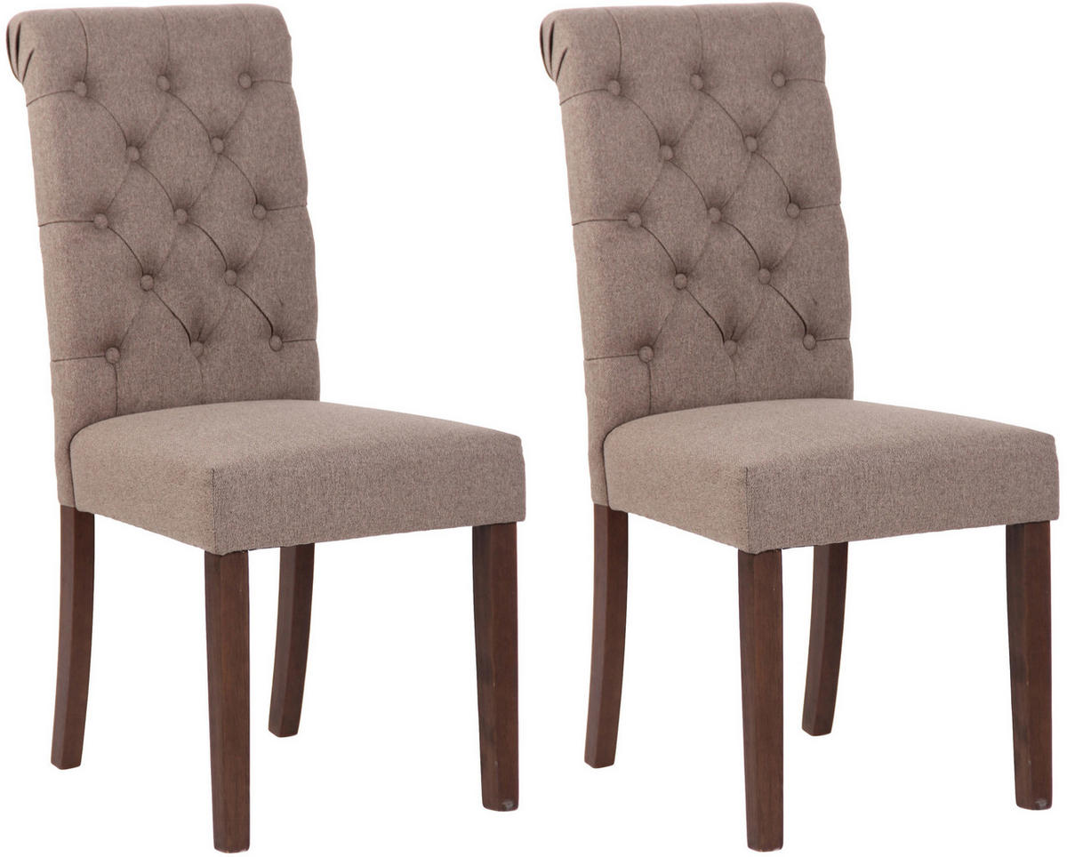 ESSZIMMERSTÜHLE 2er-Set WALES Stoff 98x45x63 cm taupe Holz - Taupe, Holz (45/98/63cm) - DELUKE