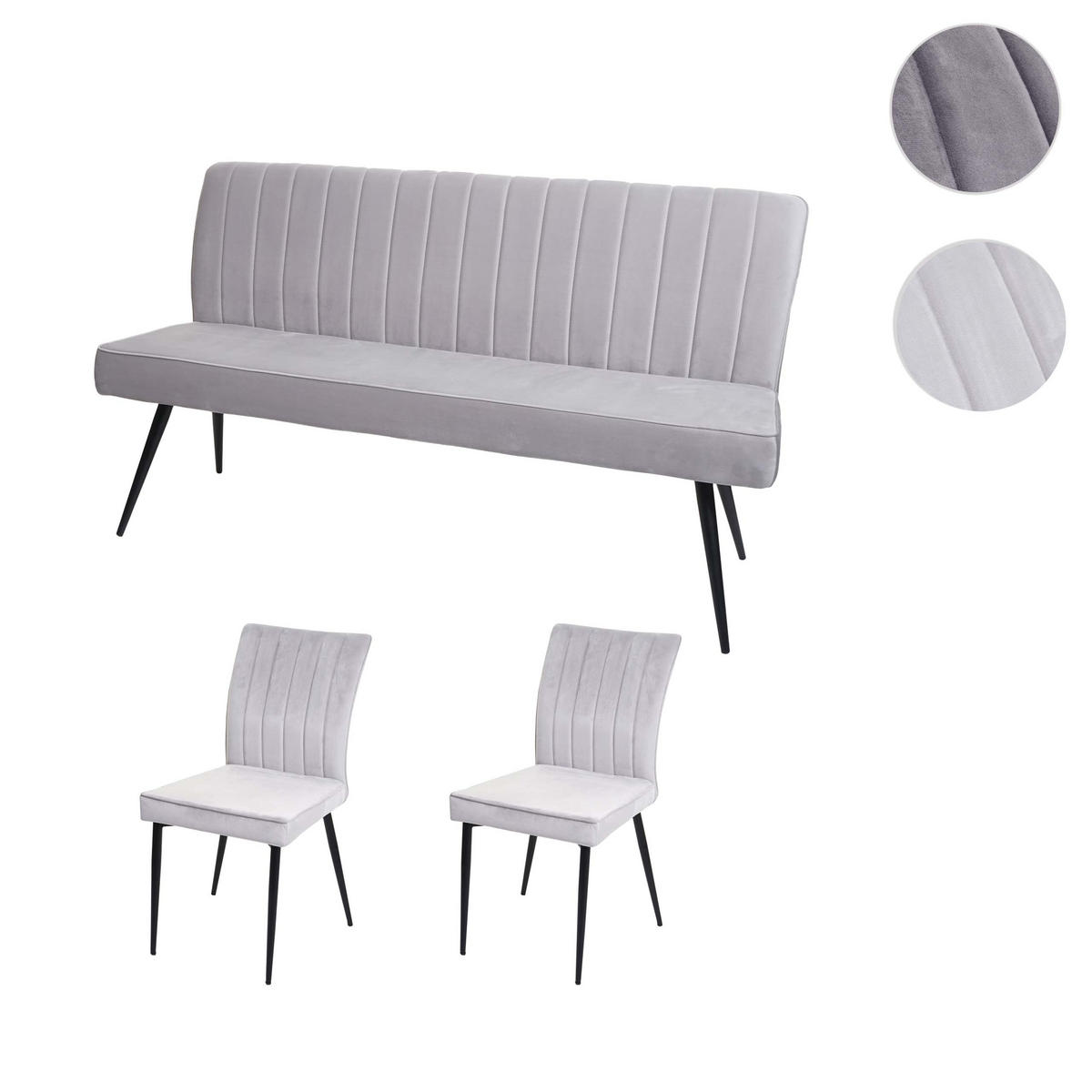 ESSZIMMER-SET Hellgrau 3er-Set - Hellgrau, Textil (160/90/64cm) - MCW