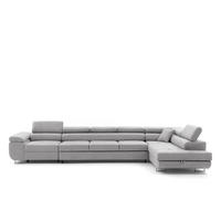 ECKSOFA WILD XXL Rechts mit Schlaffunktion 125x240 Velours Hellgrau - Silberfarben/Hellgrau, Holz/Textil (200/400cm) - Muffo