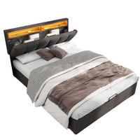 POLSTERBETT 140/200 cm grau aus Leinen mit LED-Beleuchtung - Grau, Textil (140/200cm) - OKMYHOME