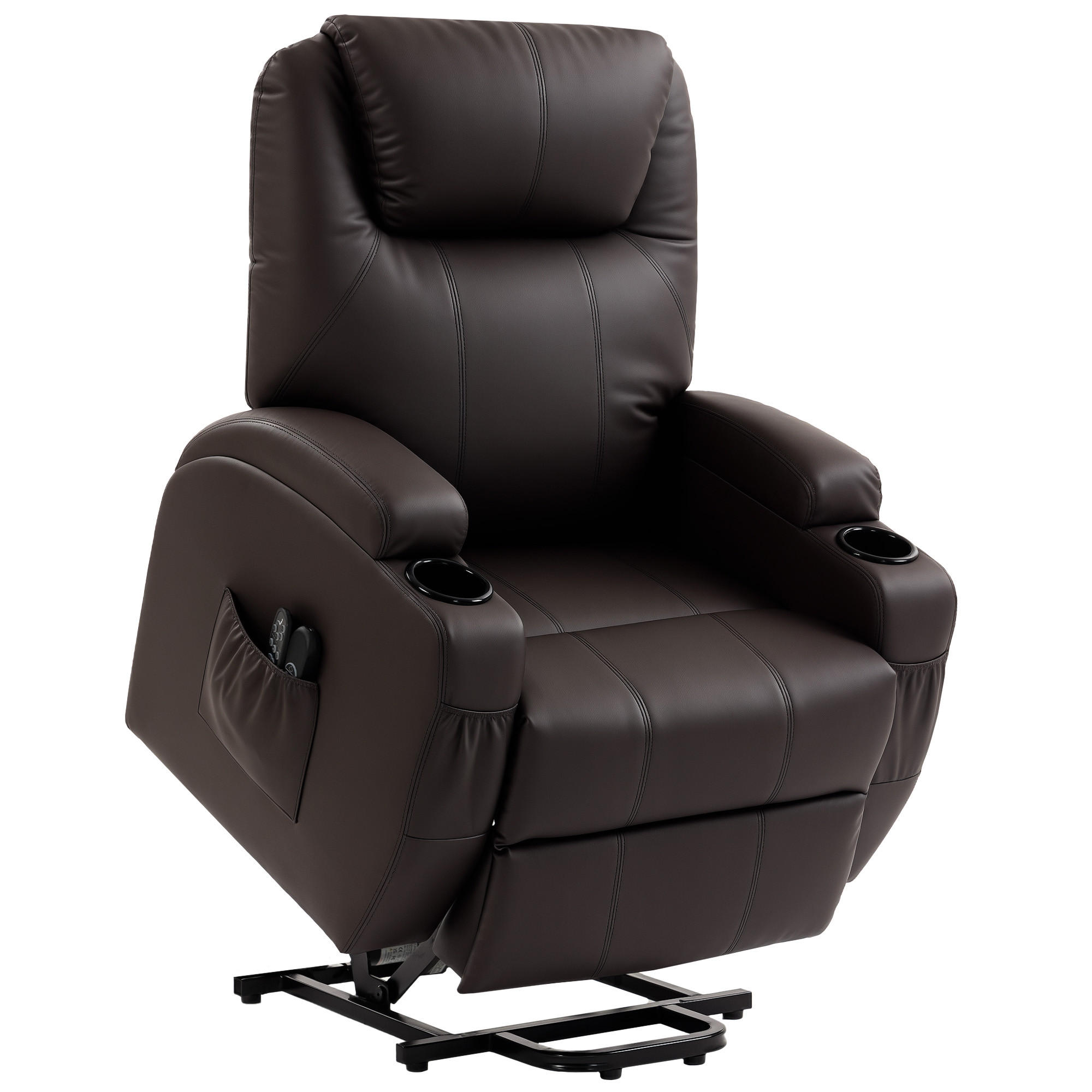 HOMCOM RELAXAČNÍ křeslo z umělé kůže, kov, hnědá