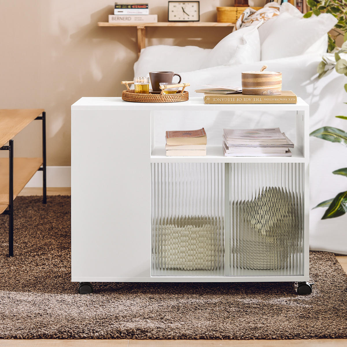 AKTENSCHRANK Weiß - Weiß, Glas/Holzwerkstoff (35/61/75cm) - SoBuy