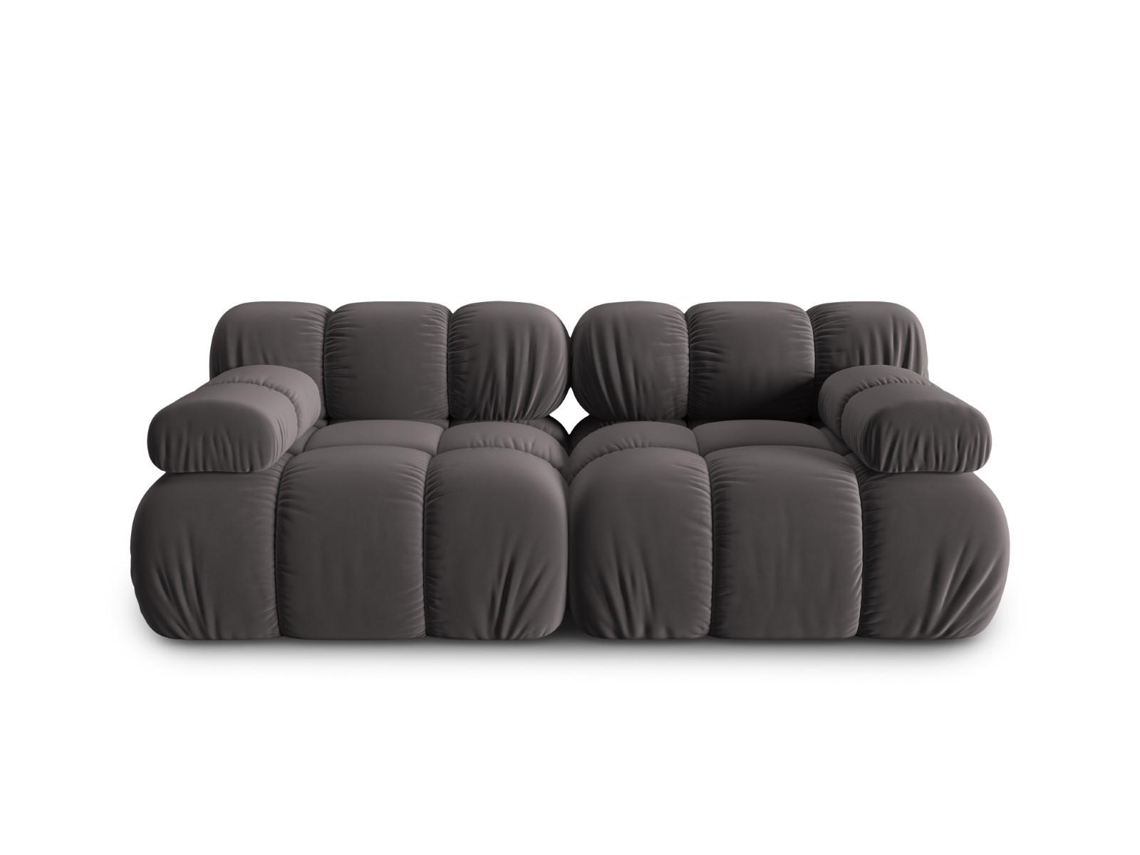 MODULARES-SOFA Bellis aus Samt dunkelgrau 2 Sitzplätze - Dunkelgrau, Textil (94/63/188cm) - Micadoni