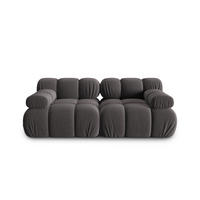 MODULARES-SOFA Bellis aus Samt dunkelgrau 2 Sitzplätze - Dunkelgrau, Textil (94/63/188cm) - Micadoni