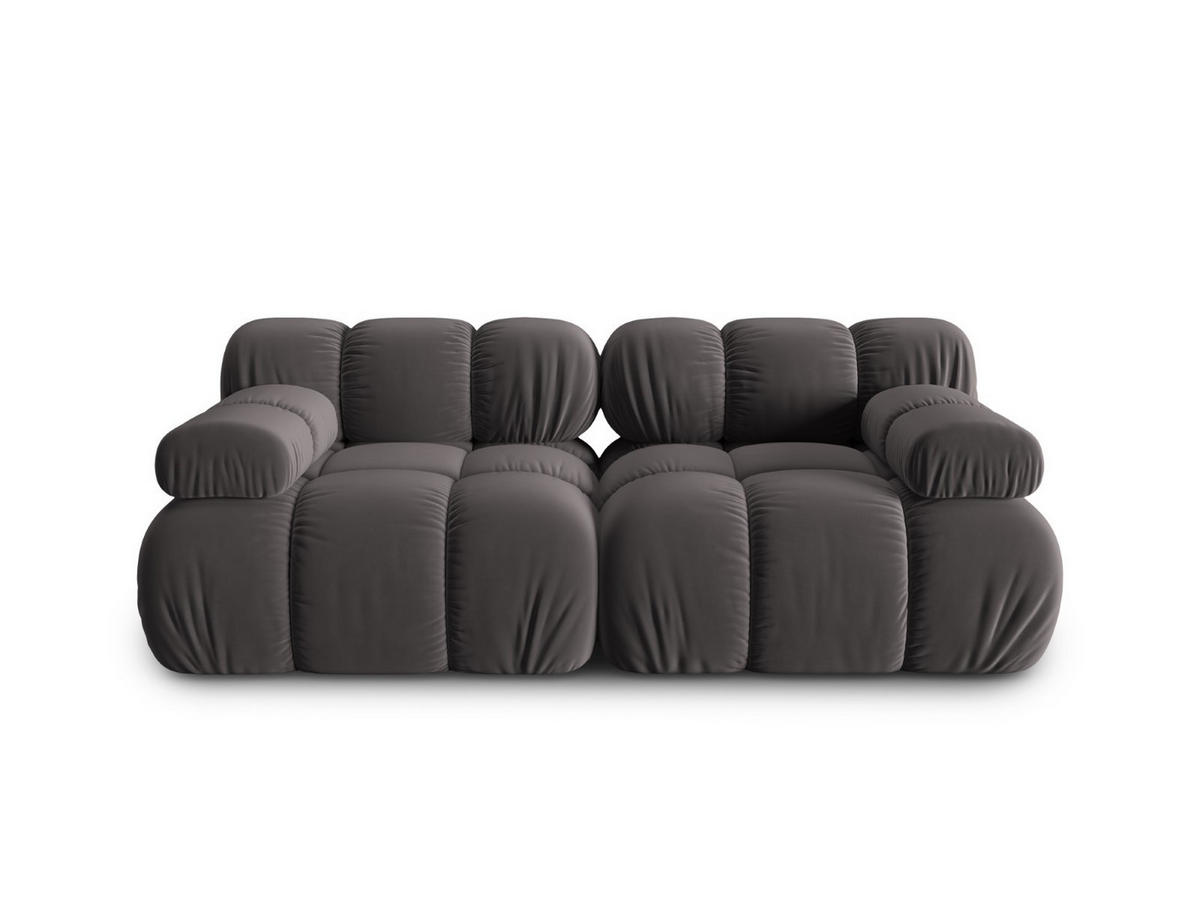 MODULARES-SOFA Bellis aus Samt dunkelgrau 2 Sitzplätze - Dunkelgrau, Textil (94/63/188cm) - Micadoni