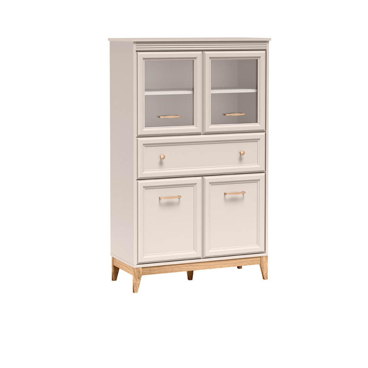 VITRINE Windsor W-5 92 x 150,5 x 40,5 cm Kaschmir - Kaschmir/Eichefarben, Eichenholz/Holzwerkstoff (92/150.5/40.5cm) - Koseto