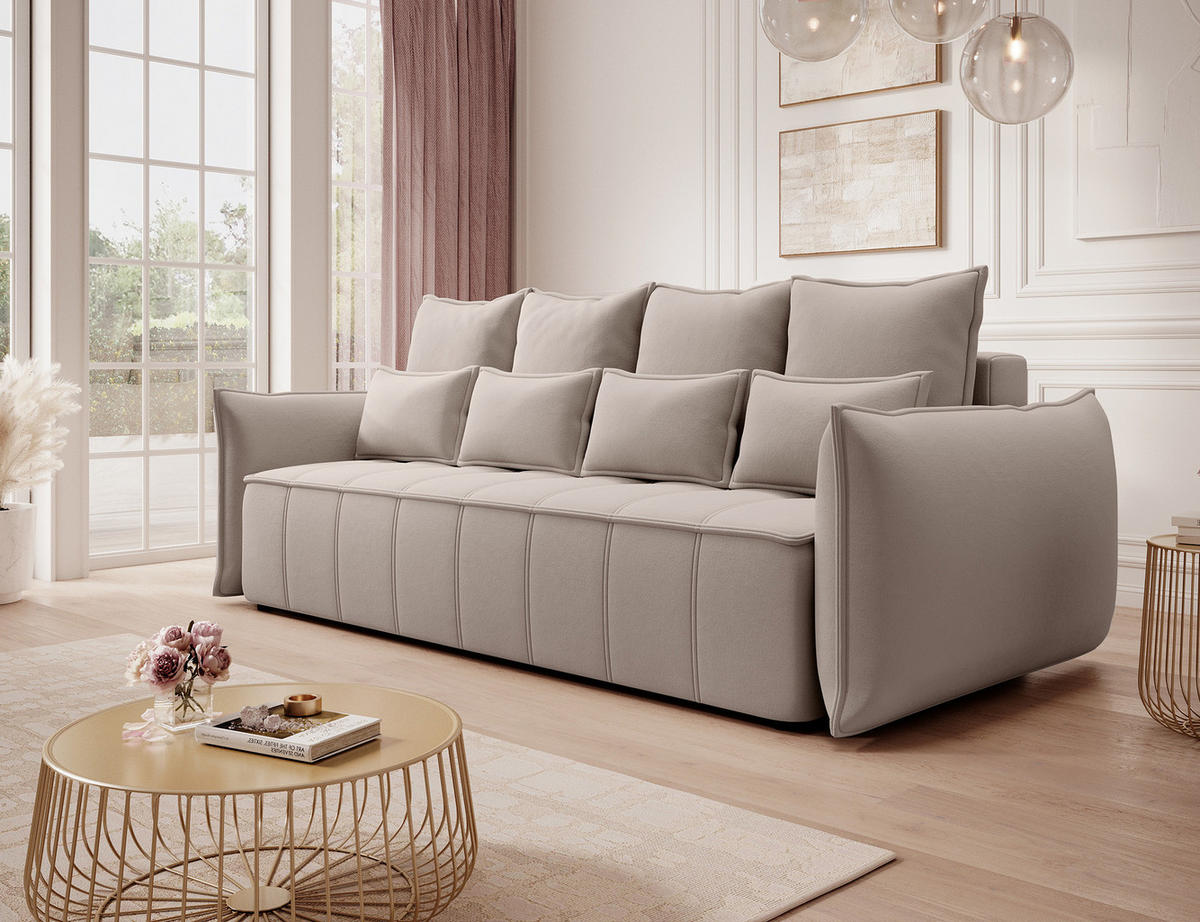 SCHLAFSOFA WELSH - Beige (SOLA 18) - Beige, Holzwerkstoff (242/94/106cm) - Möblo