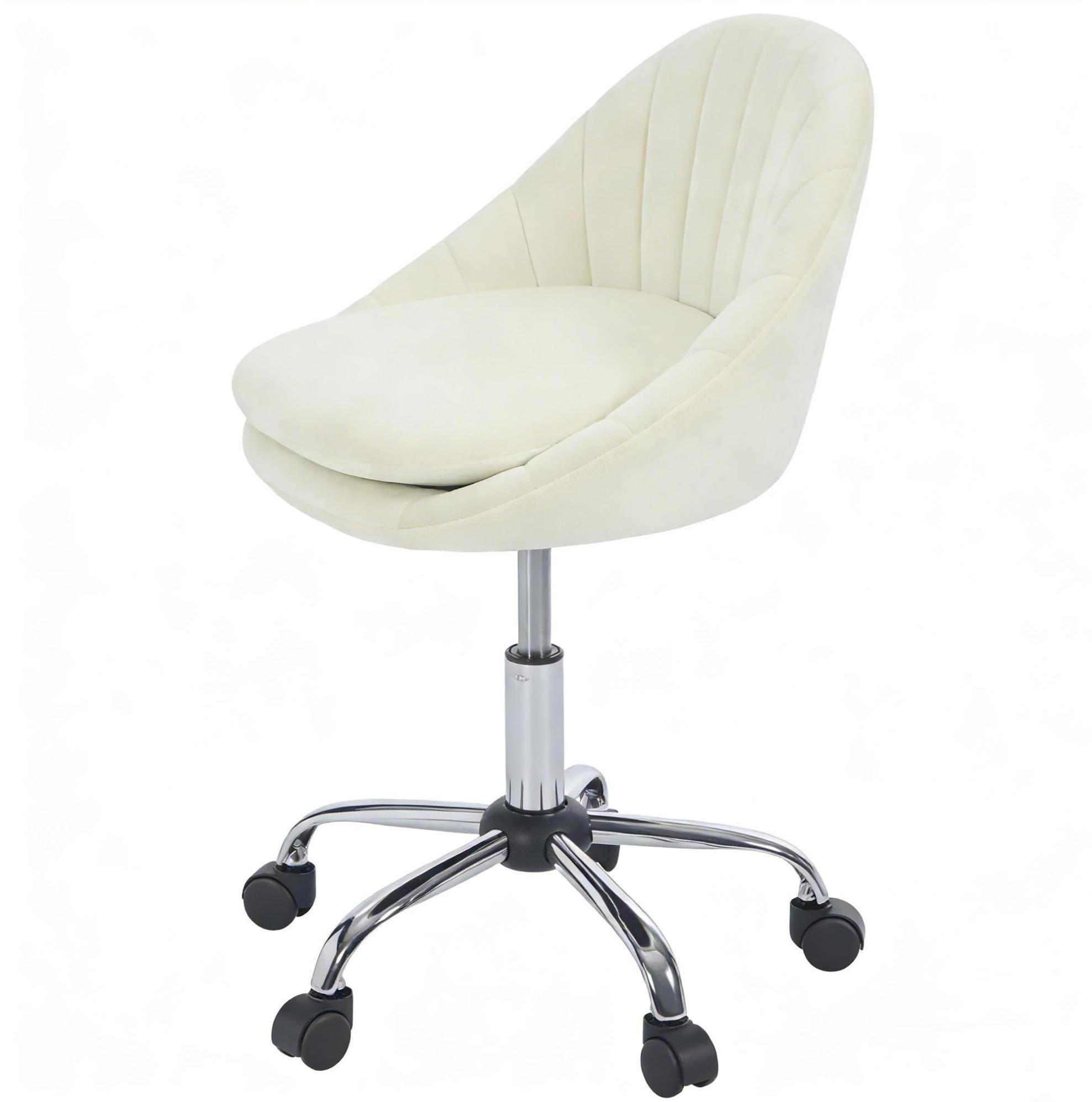 DREHSTUHL 52/52/72-82 cm beige aus Samt und Metall mit 360°-Drehfunktion - Beige, Metall (47.5/82/52cm) - OKWISH