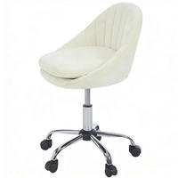 DREHSTUHL 52/52/72-82 cm beige aus Samt und Metall mit 360°-Drehfunktion - Beige, Metall (47.5/82/52cm) - OKWISH