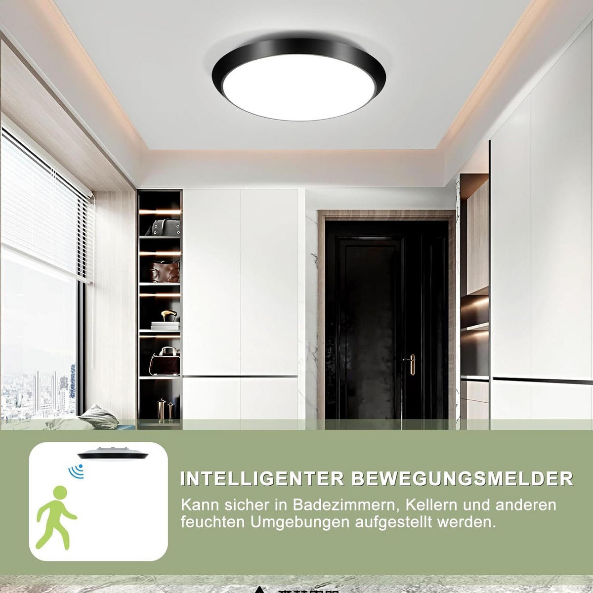 LED-DECKENLEUCHTE Frisbee 30 cm - Schwarz, Kunststoff (30/30/4cm) - Nettlife