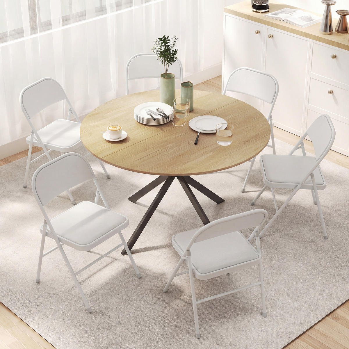 KLAPPSESSEL Weiß 6 Stück - Weiß, Naturmaterialien (45/78/46cm) - GiPP