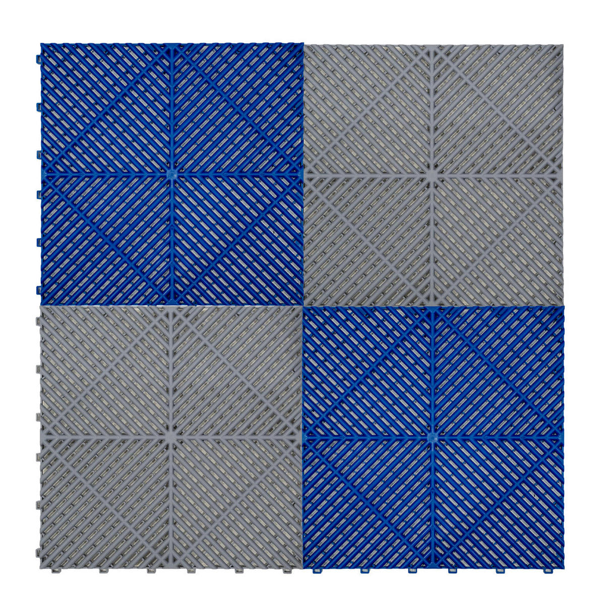 GARAGENBODENFLIESEN Belüftete mit Kanten – 90 Grau und 30 Blau - Grau, Kunststoff (40/1.8/40cm)
