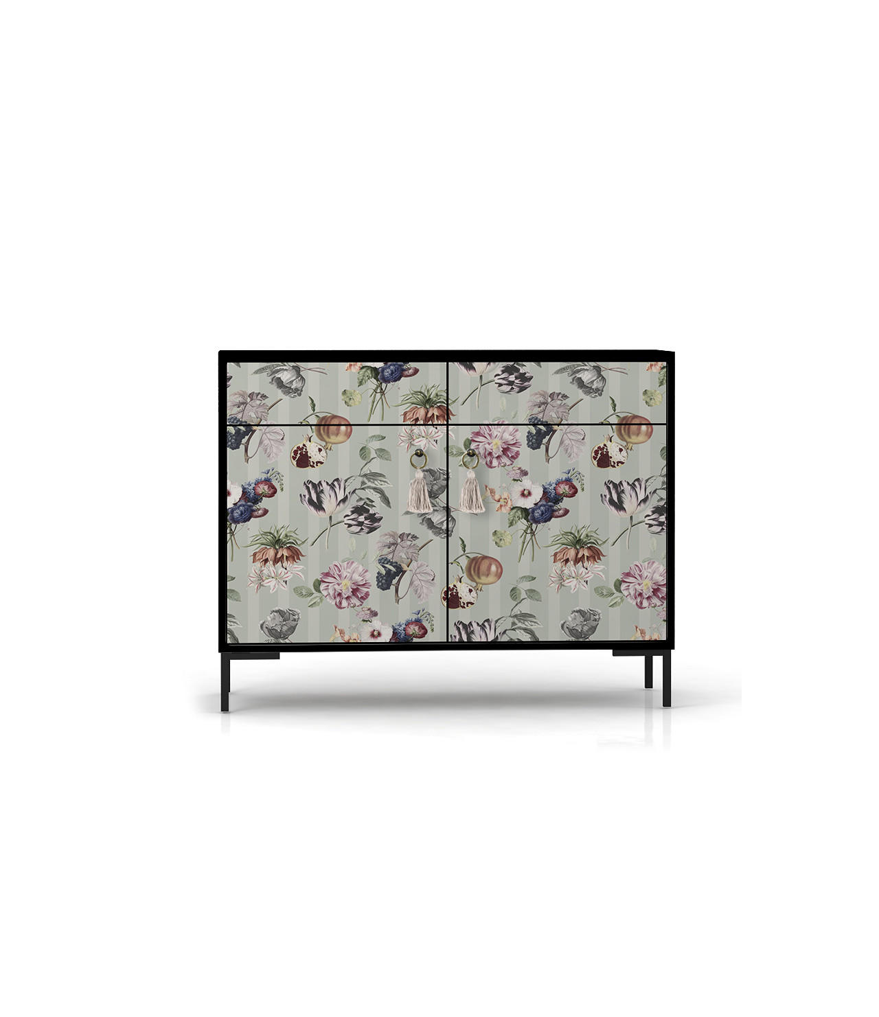 SIDEBOARD MDF 2 Türen und 2 Schubladen mit Waldmuster ALISE CHAMPETRES - Multicolor/Grau, Holzwerkstoff (90/84/45cm) - RNT By Really Nice Things