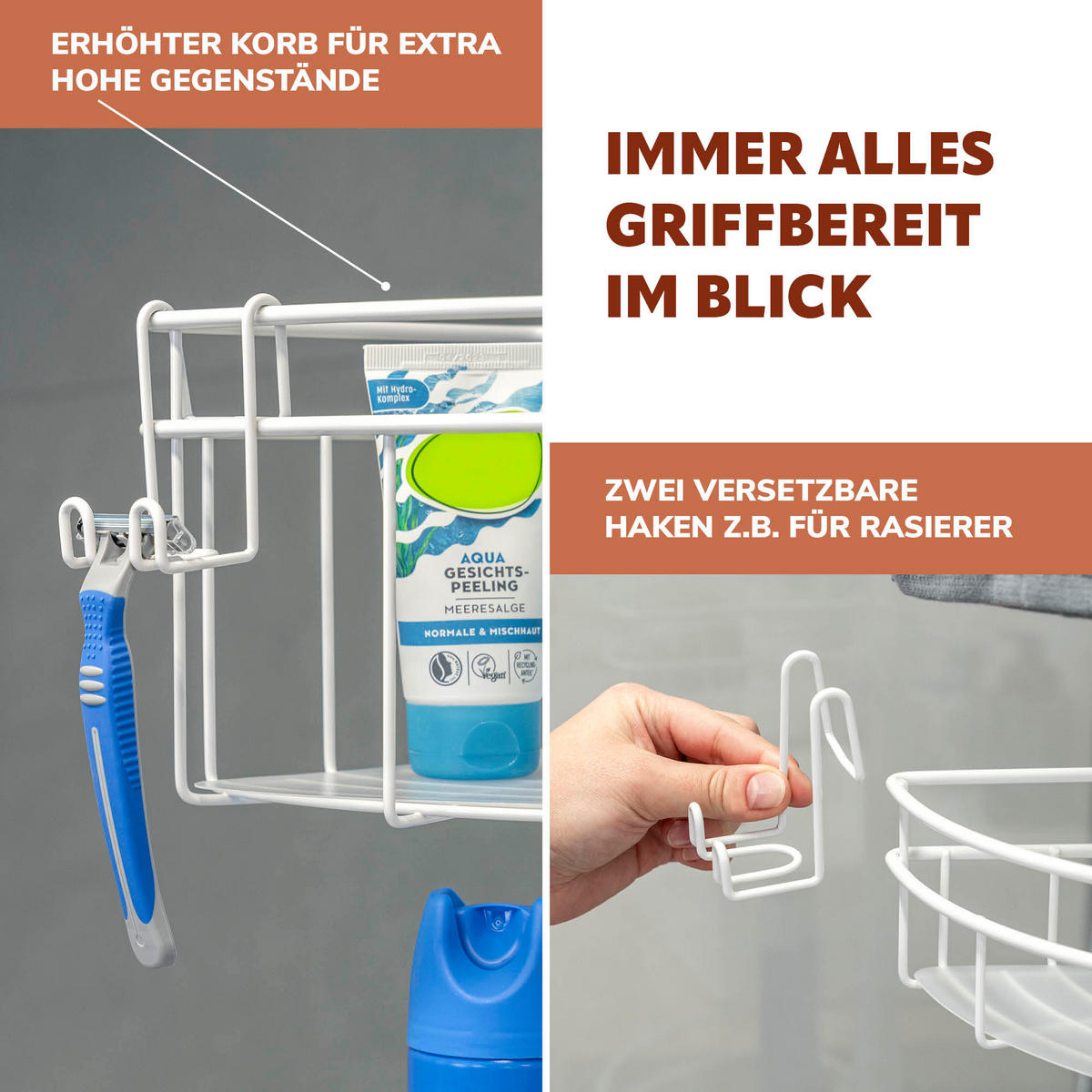 TELESKOP-ECKREGAL, weiß - Weiß, Metall (22.5/290/22.5cm) - bremermann