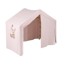 KLETTERDREIECK Haus für Kinder mit Rosa Dach, Zarter Stoff, Montessori, Weiß - Rosa/Weiß, Holz (112/94/61cm) - MeowBaby