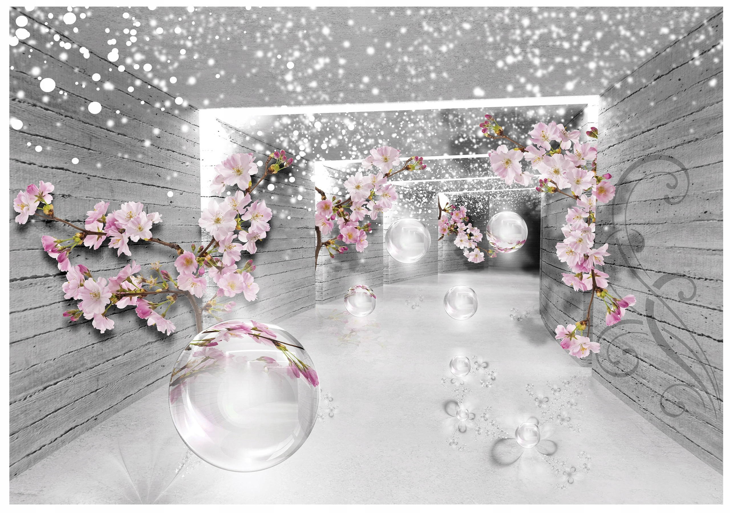 FOTOTAPETE 3D Effekt Blumen 300x210 - Multicolor, Papier (300/210cm) - Wallarena