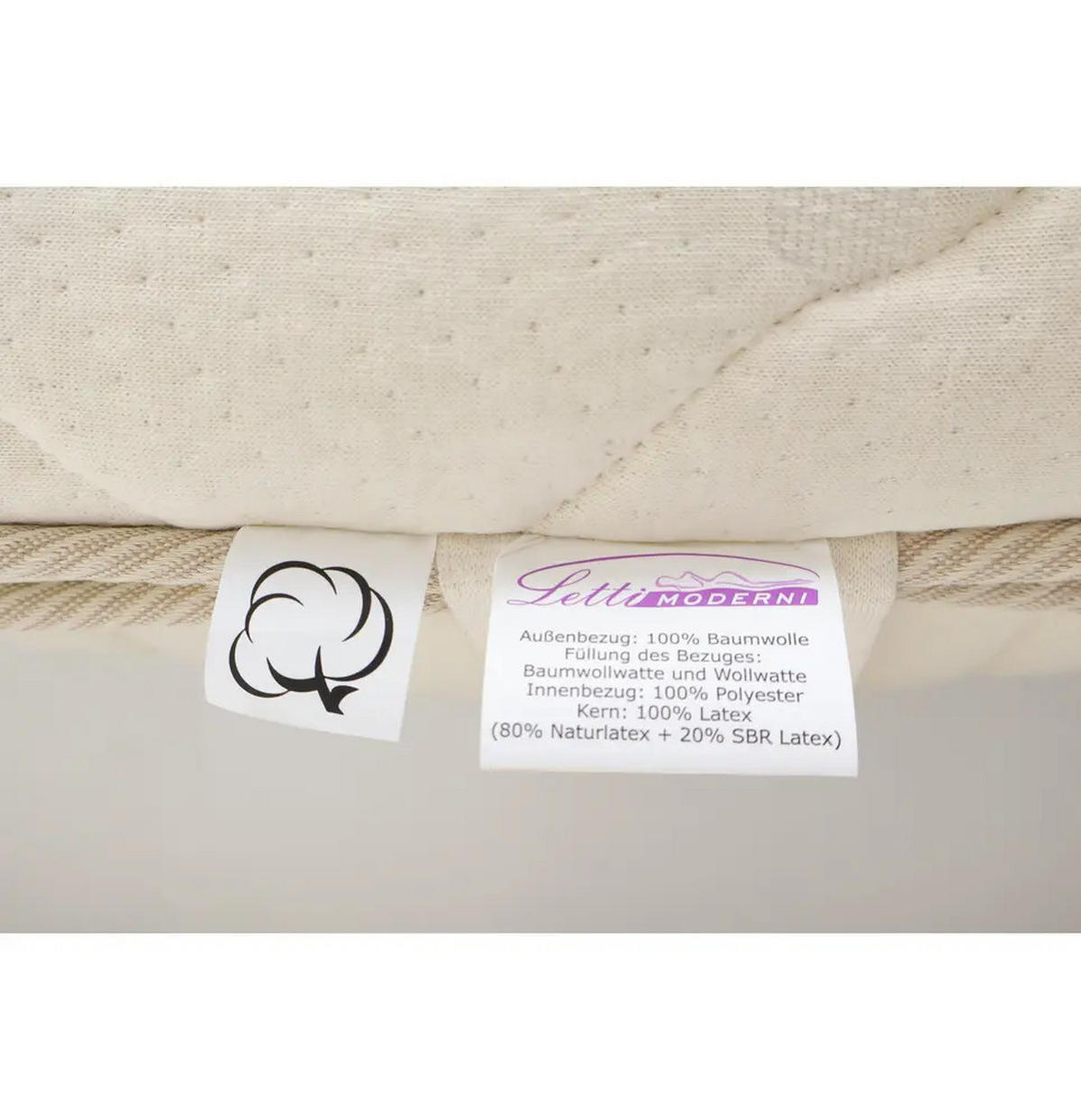 MATRATZE Natura Latex Weiß 80x200 cm H2 - Weiß, Naturmaterialien/Textil (80/200cm) - Letti Moderni