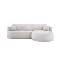 ECKSOFA FIORE-L Moderne Ausziehbare Schlaf-Funktion, automatischer Auffaltung, lose Rückenkissen freistehend RECHTS 284x183x82 cm cm White - Weiß Hochglanz, Holz/Textil (284/183cm) - DomoHome